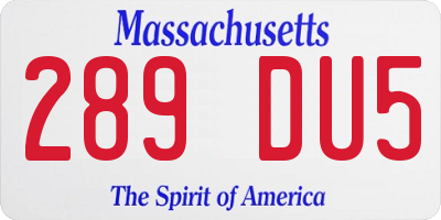 MA license plate 289DU5