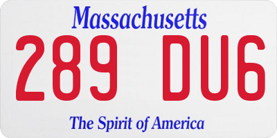 MA license plate 289DU6