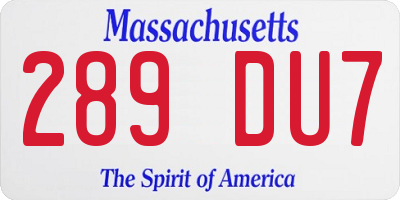 MA license plate 289DU7