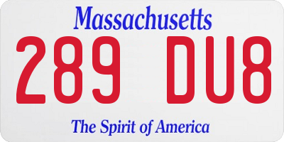 MA license plate 289DU8