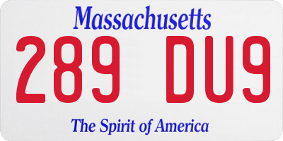 MA license plate 289DU9