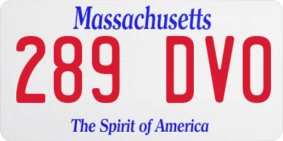 MA license plate 289DV0
