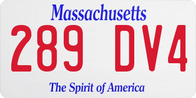 MA license plate 289DV4
