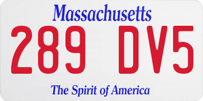 MA license plate 289DV5