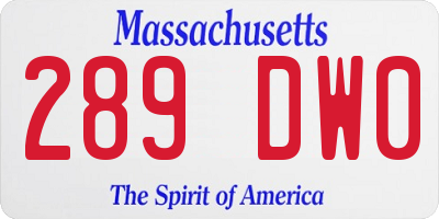 MA license plate 289DW0