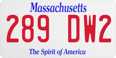 MA license plate 289DW2