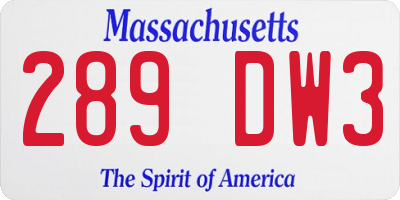 MA license plate 289DW3