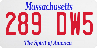 MA license plate 289DW5