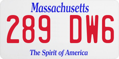 MA license plate 289DW6