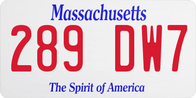 MA license plate 289DW7