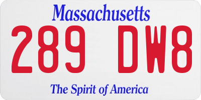 MA license plate 289DW8