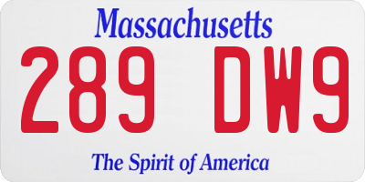MA license plate 289DW9