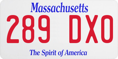 MA license plate 289DX0