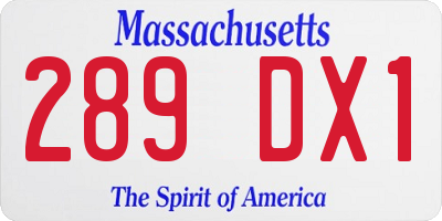MA license plate 289DX1
