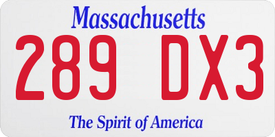 MA license plate 289DX3