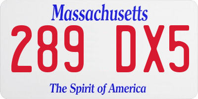 MA license plate 289DX5