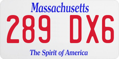 MA license plate 289DX6