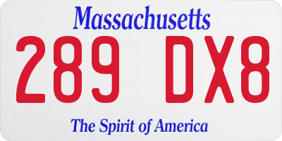 MA license plate 289DX8