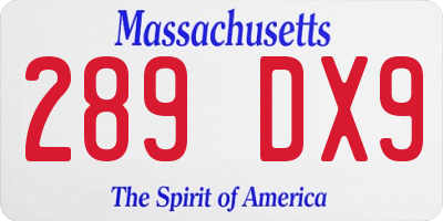MA license plate 289DX9