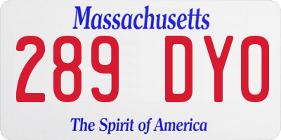 MA license plate 289DY0