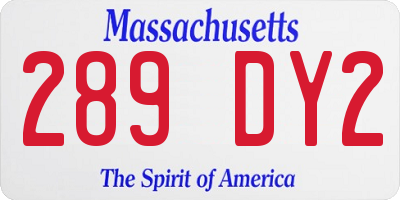 MA license plate 289DY2
