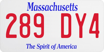 MA license plate 289DY4