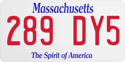 MA license plate 289DY5