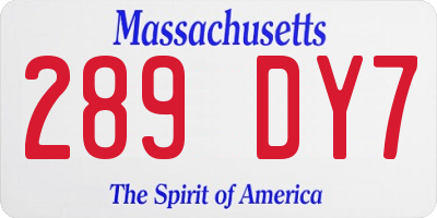 MA license plate 289DY7