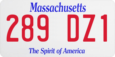 MA license plate 289DZ1