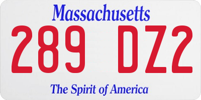 MA license plate 289DZ2
