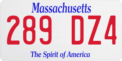 MA license plate 289DZ4