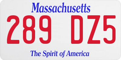MA license plate 289DZ5