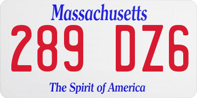 MA license plate 289DZ6