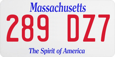 MA license plate 289DZ7