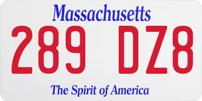 MA license plate 289DZ8