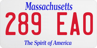 MA license plate 289EA0