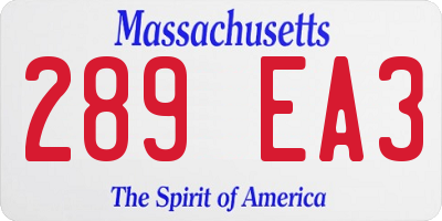 MA license plate 289EA3