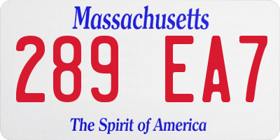 MA license plate 289EA7