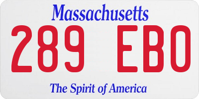 MA license plate 289EB0