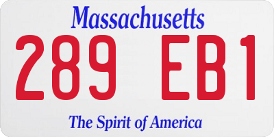 MA license plate 289EB1