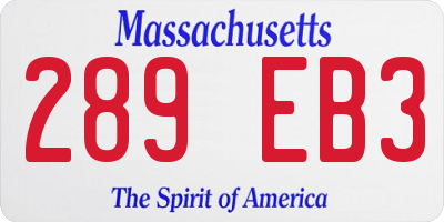 MA license plate 289EB3