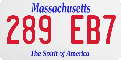 MA license plate 289EB7