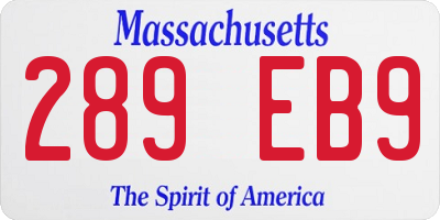 MA license plate 289EB9