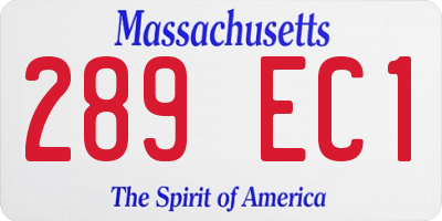 MA license plate 289EC1