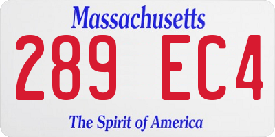 MA license plate 289EC4