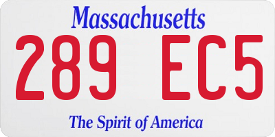 MA license plate 289EC5