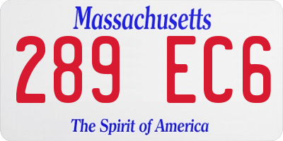 MA license plate 289EC6