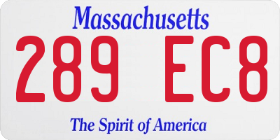 MA license plate 289EC8