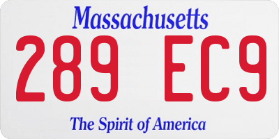 MA license plate 289EC9