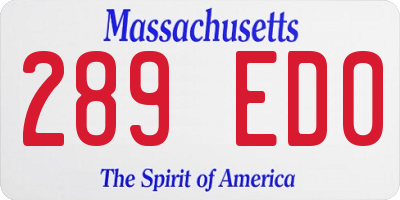 MA license plate 289ED0